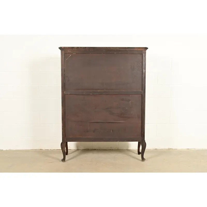 Berkey & Gay Style Antique Queen Anne Carved Mahogany Bookcase or Bar Cabinet, Circa 1920s - Image 14