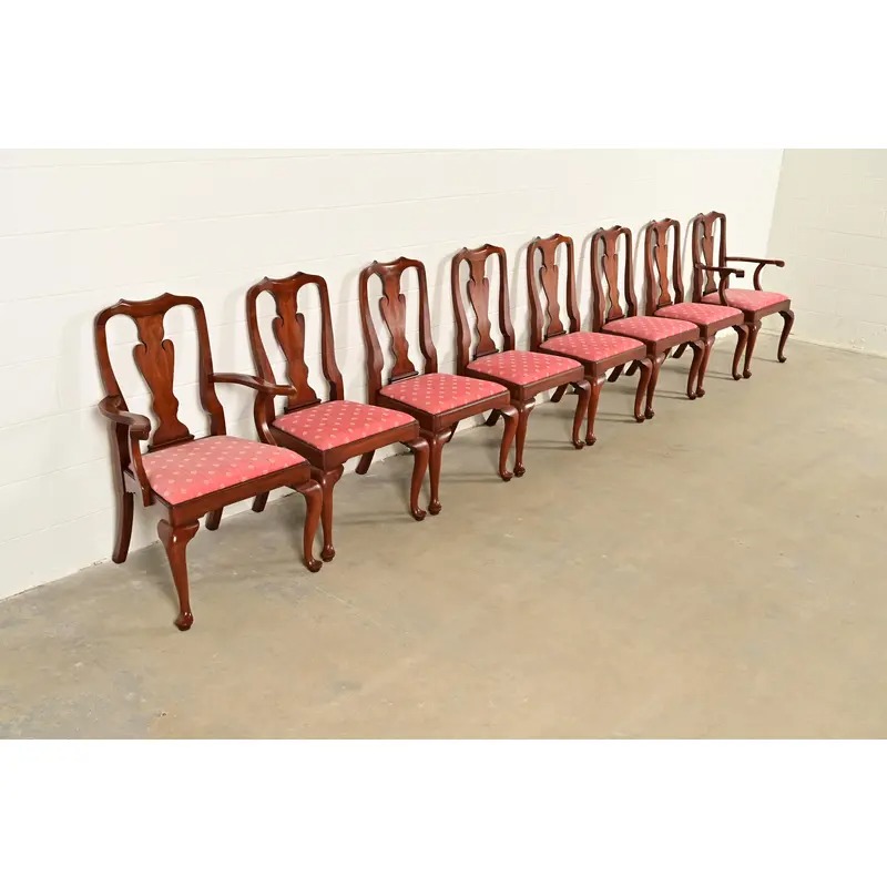 Henkel Harris Queen Anne Solid Cherry Wood Armchairs, Pair - Image 14