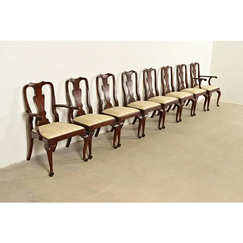Henkel Harris Queen Anne Solid Mahogany Side Chairs or Dining Chairs, Pair - Image 14