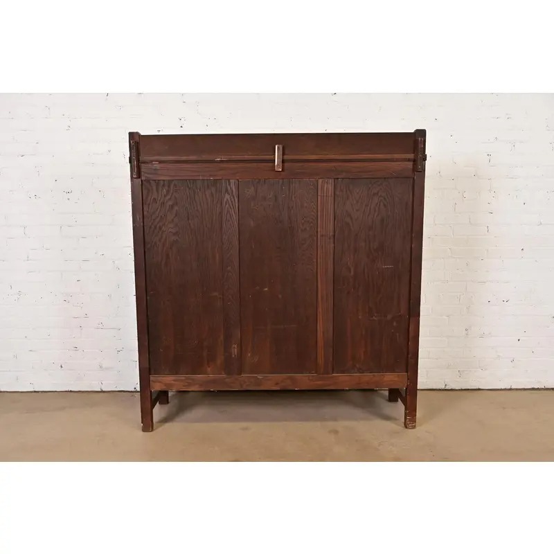 Limbert Style Antique Mission Oak Arts and Crafts Bookcase Cabinet, Circa 1910 - Image 14