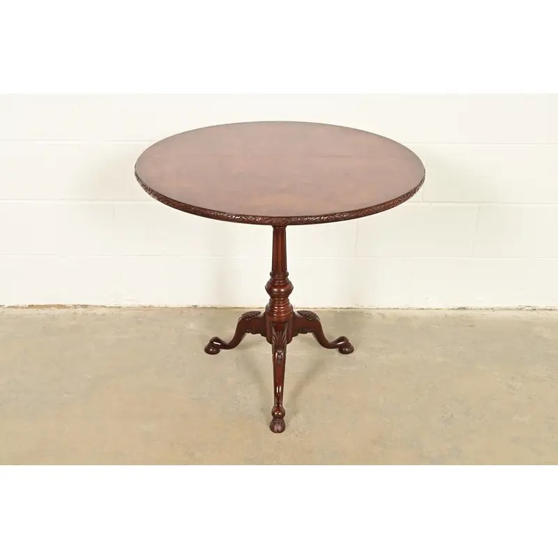 Smith & Watson Georgian Mahogany and Burl Wood Pedestal Tea Table