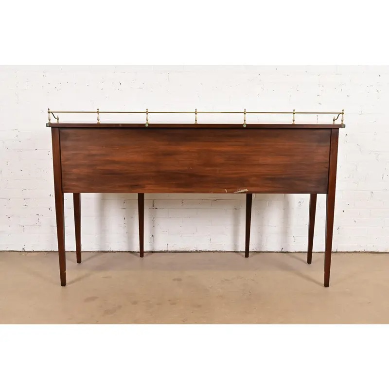 Henkel Harris Federal Inlaid Flame Mahogany Serpentine Front Sideboard Credenza With Brass Gallery - Image 15