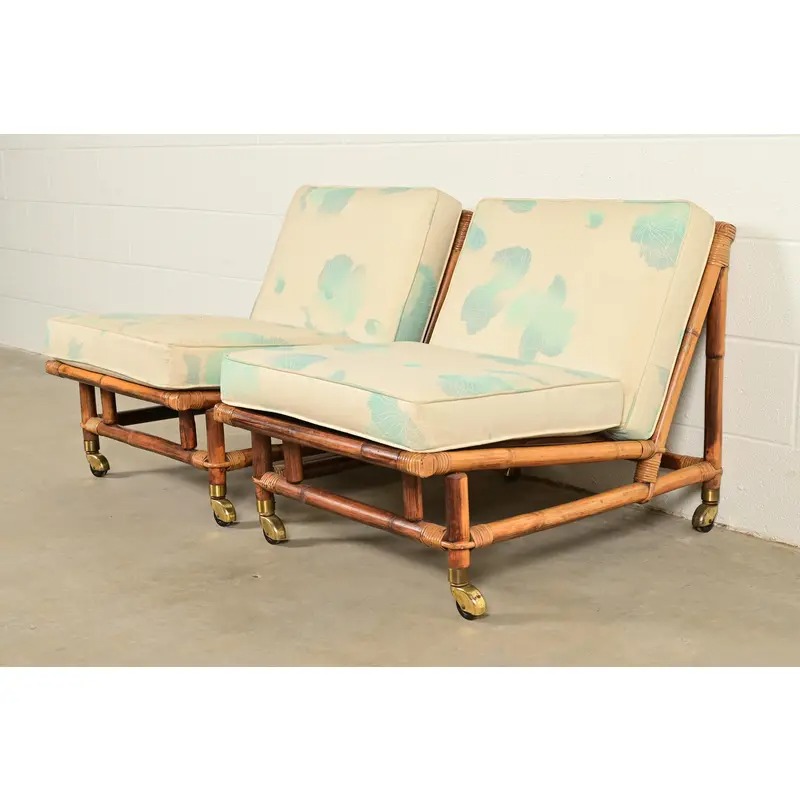 John Wisner for Ficks Reed Mid-Century Hollywood Regency Bamboo Rattan Lounge Chair, 1950s - Image 15