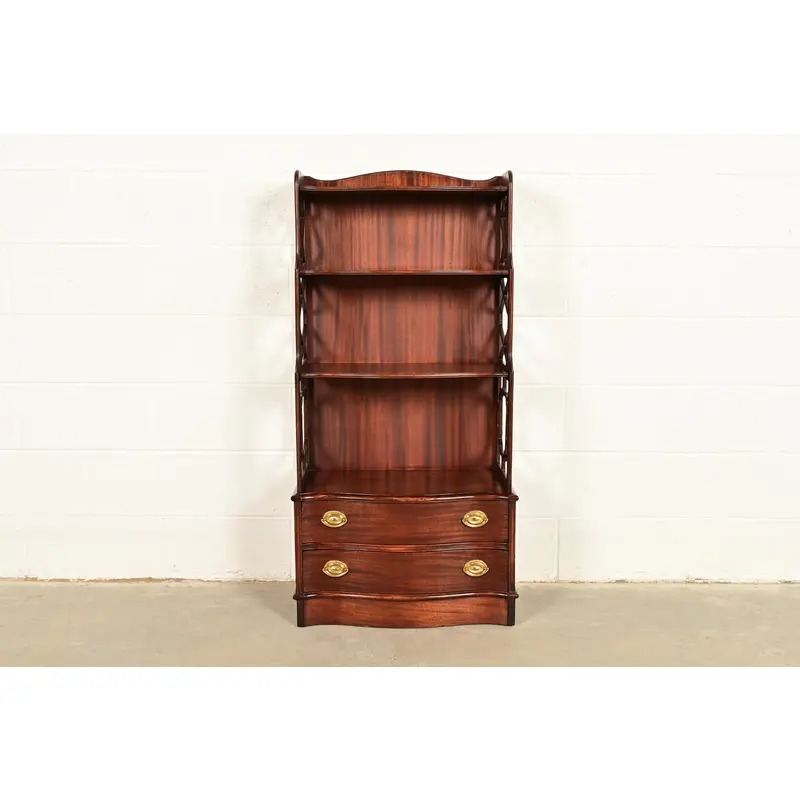 Baker Furniture Style Chinese Chippendale Carved Mahogany Étagère or Bookcase - Image 2