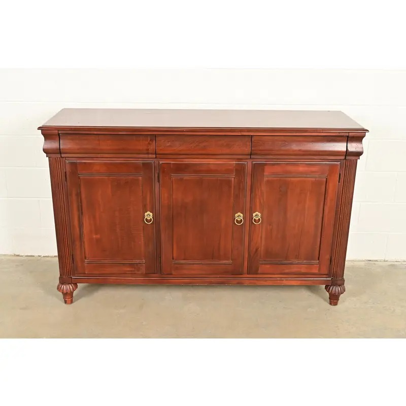Ethan Allen British Colonial Carved Maple Sideboard Credenza or Bar Cabinet - Image 2