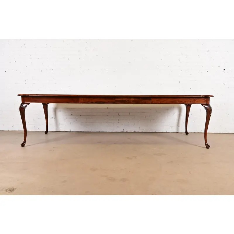 Ethan Allen Queen Anne Solid Cherry Wood Extension Dining Table, Newly Refinished - Image 2