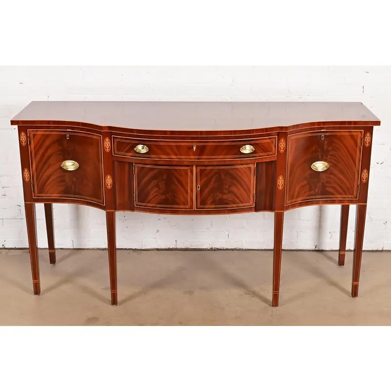 Kindel Furniture Federal Inlaid Flame Mahogany Bow Front Sideboard Credenza - Image 2