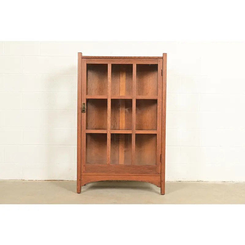 L. & J. G. Stickley Antique Mission Oak Arts and Crafts Bookcase Cabinet, Circa 1910 - Image 2