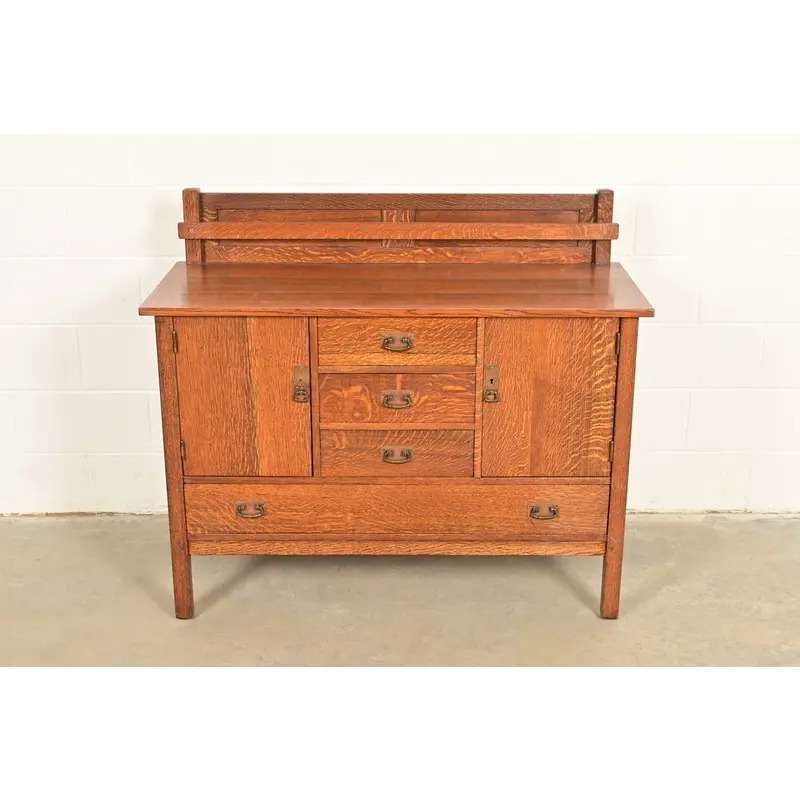 L. & J. G. Stickley Antique Mission Oak Arts & Crafts Sideboard or Bar Cabinet, Circa 1910 - Image 2