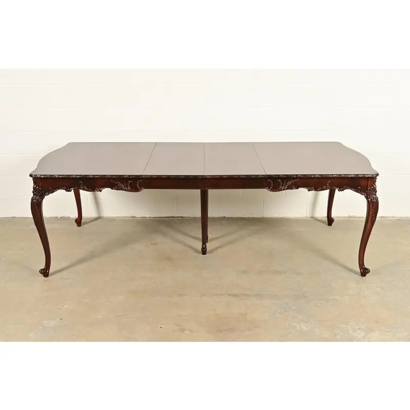 Romweber French Provincial Louis XV Mahogany Extension Dining Table, Newly Refinished - Image 2