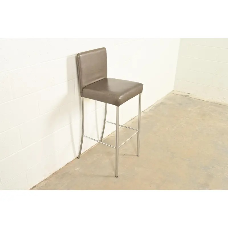 Steelcase Coalesse Modern Leather and Chrome Bar Stool - Image 2