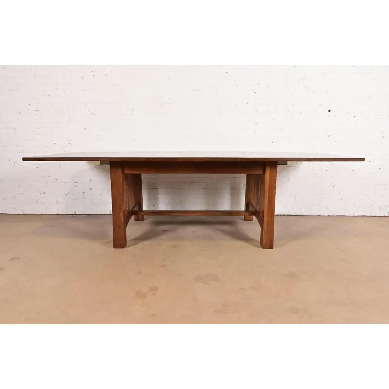 Stickley Style Mission Oak Arts & Crafts Extension Dining Table, Newly Refinished - Image 2