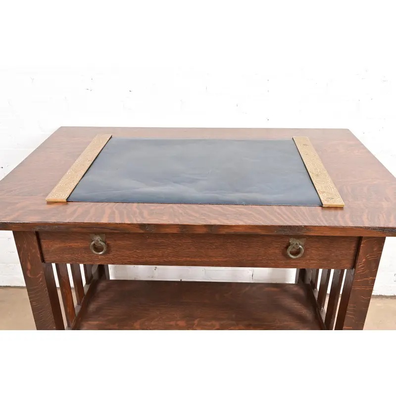 Tiffany Studios New York Zodiac Bronze Doré Blotter Ends With Leather Desk Blotter - Image 2