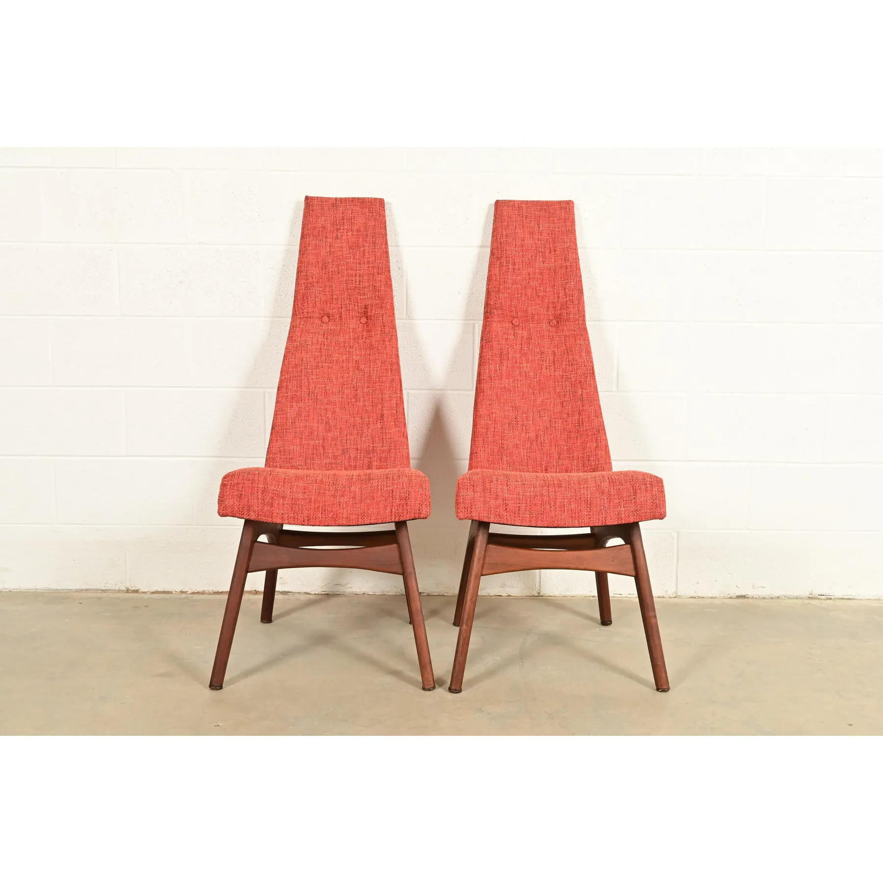 Adrian Pearsall for Craft Associates Mid-Century Modern High Back Side Chairs or Lounge Chairs, Pair - Image 2