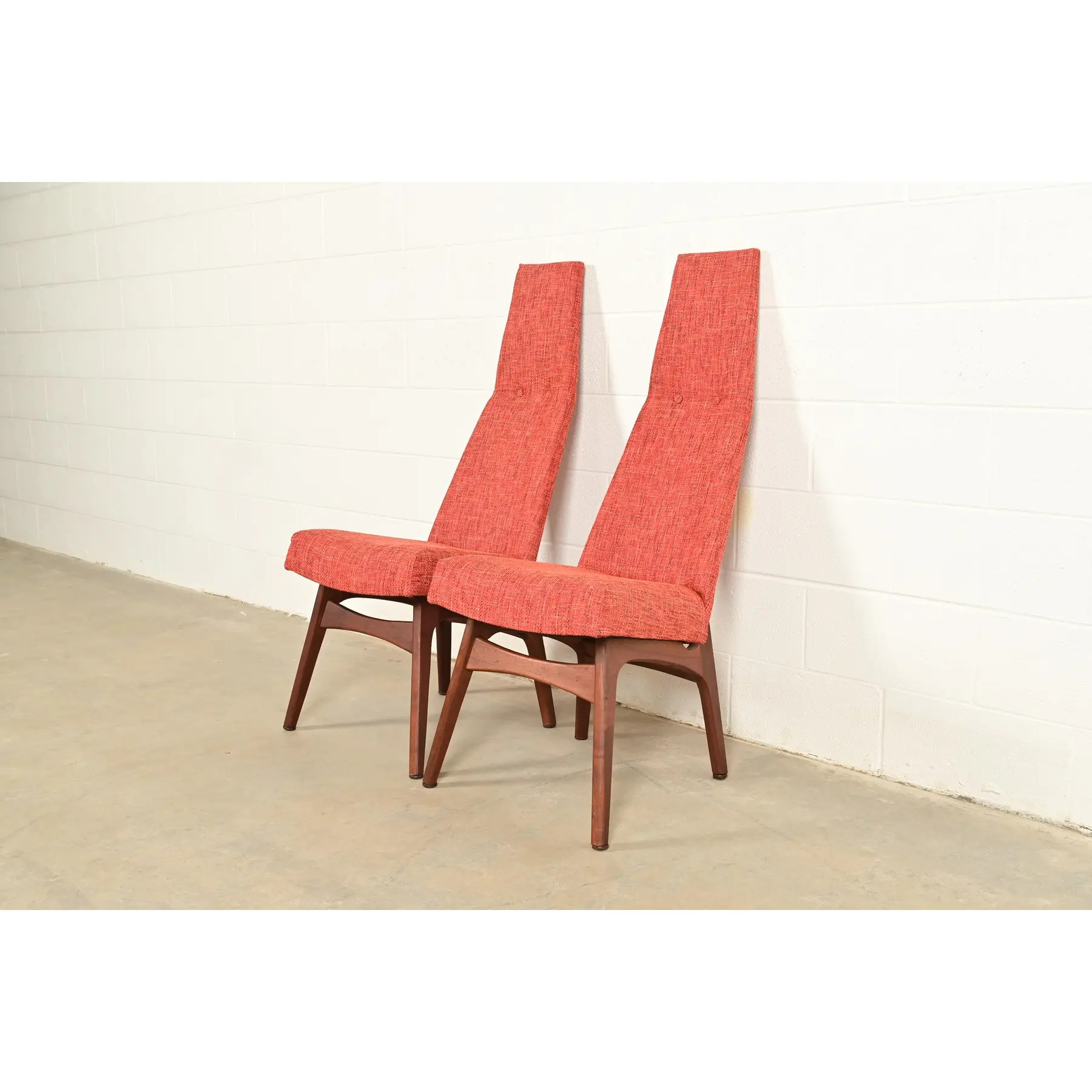 Adrian Pearsall for Craft Associates Mid-Century Modern High Back Side Chairs or Lounge Chairs, Pair - Image 4
