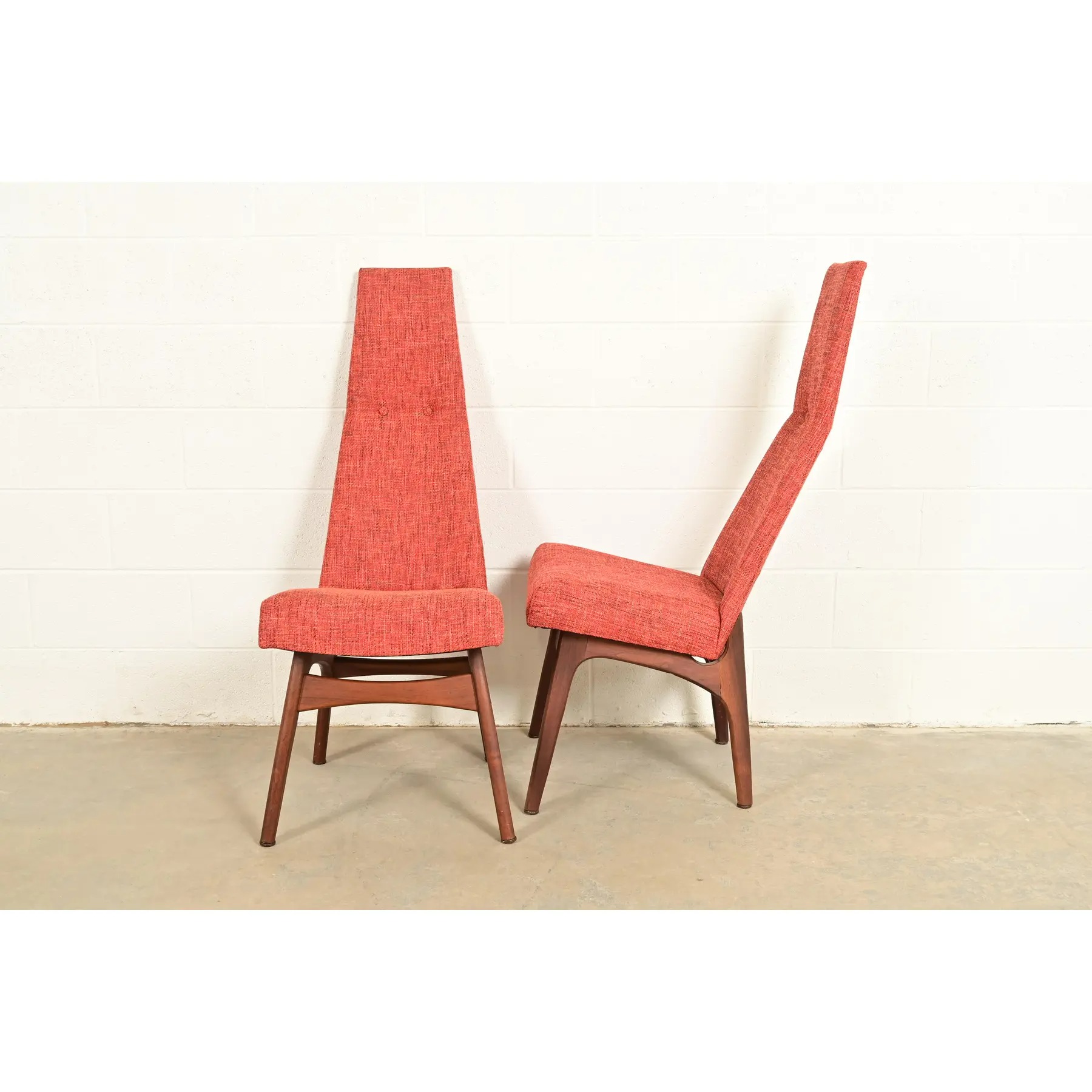 Adrian Pearsall for Craft Associates Mid-Century Modern High Back Side Chairs or Lounge Chairs, Pair - Image 6