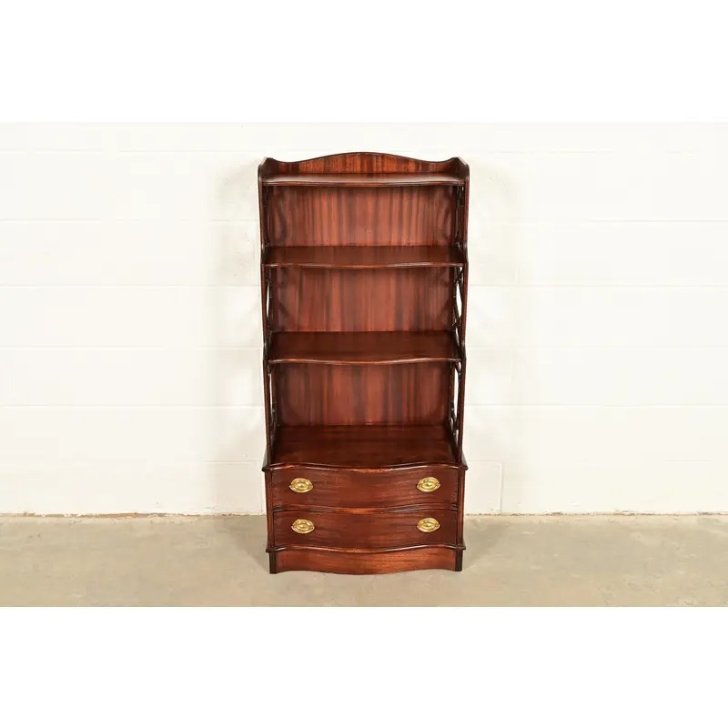 Baker Furniture Style Chinese Chippendale Carved Mahogany Étagère or Bookcase - Image 3