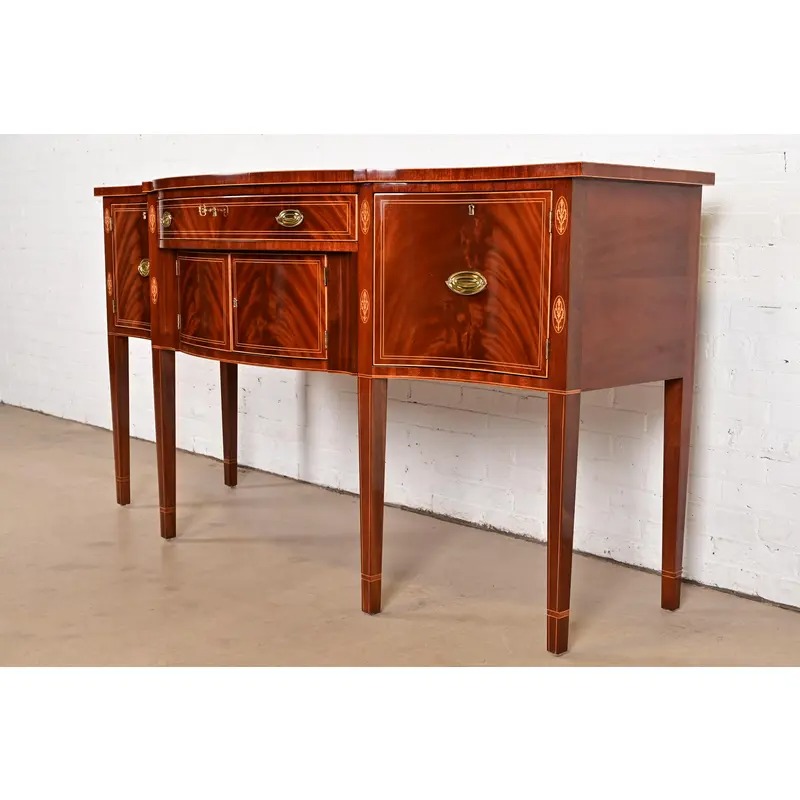 Kindel Furniture Federal Inlaid Flame Mahogany Bow Front Sideboard Credenza - Image 3
