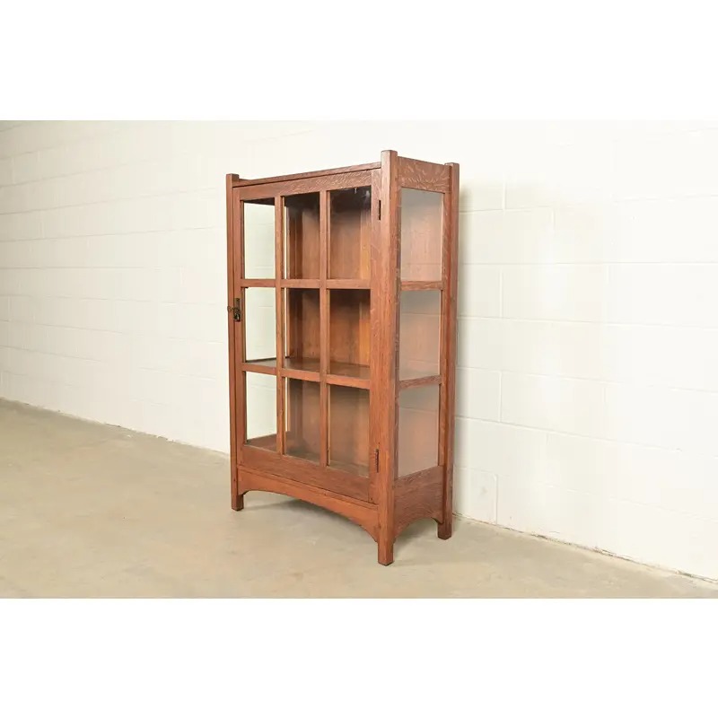 L. & J. G. Stickley Antique Mission Oak Arts and Crafts Bookcase Cabinet, Circa 1910 - Image 3