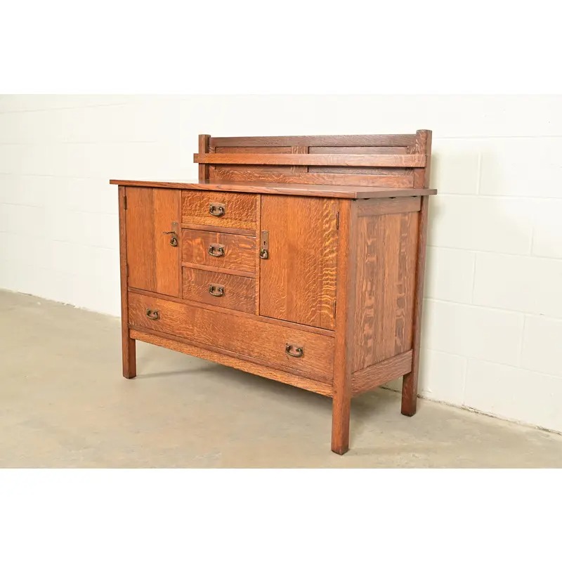 L. & J. G. Stickley Antique Mission Oak Arts & Crafts Sideboard or Bar Cabinet, Circa 1910 - Image 3