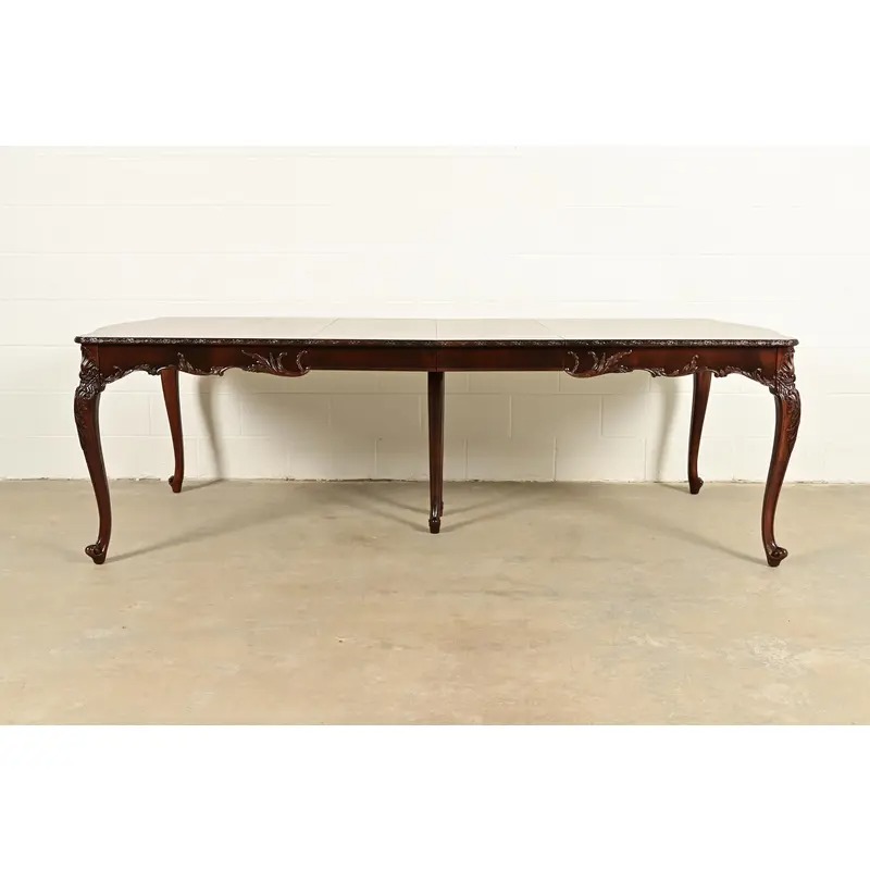Romweber French Provincial Louis XV Mahogany Extension Dining Table, Newly Refinished - Image 3
