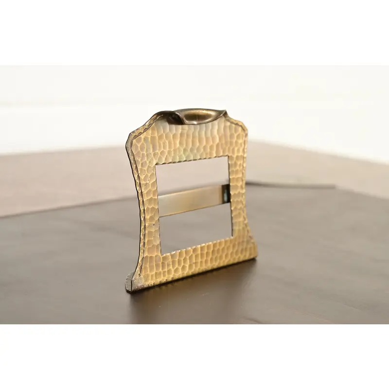 Roycroft Arts & Crafts Brass Finished Hammered Copper Desk Calendar Frame or Picture Frame - Image 3