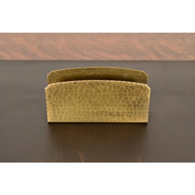 Roycroft Arts & Crafts Brass Finished Hammered Copper Letter Rack - Image 3