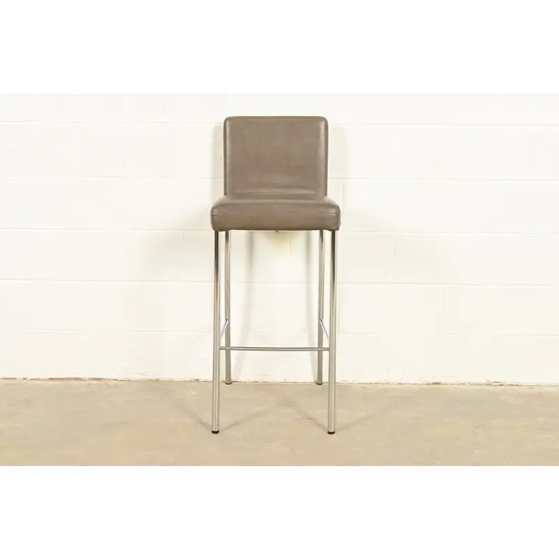 Steelcase Coalesse Modern Leather and Chrome Bar Stool - Image 3