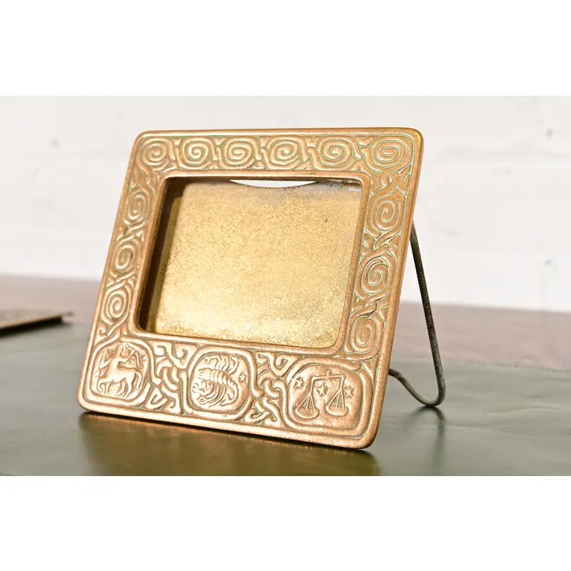Tiffany Studios New York Zodiac Bronze Doré Desk Calendar Holder or Picture Frame - Image 3
