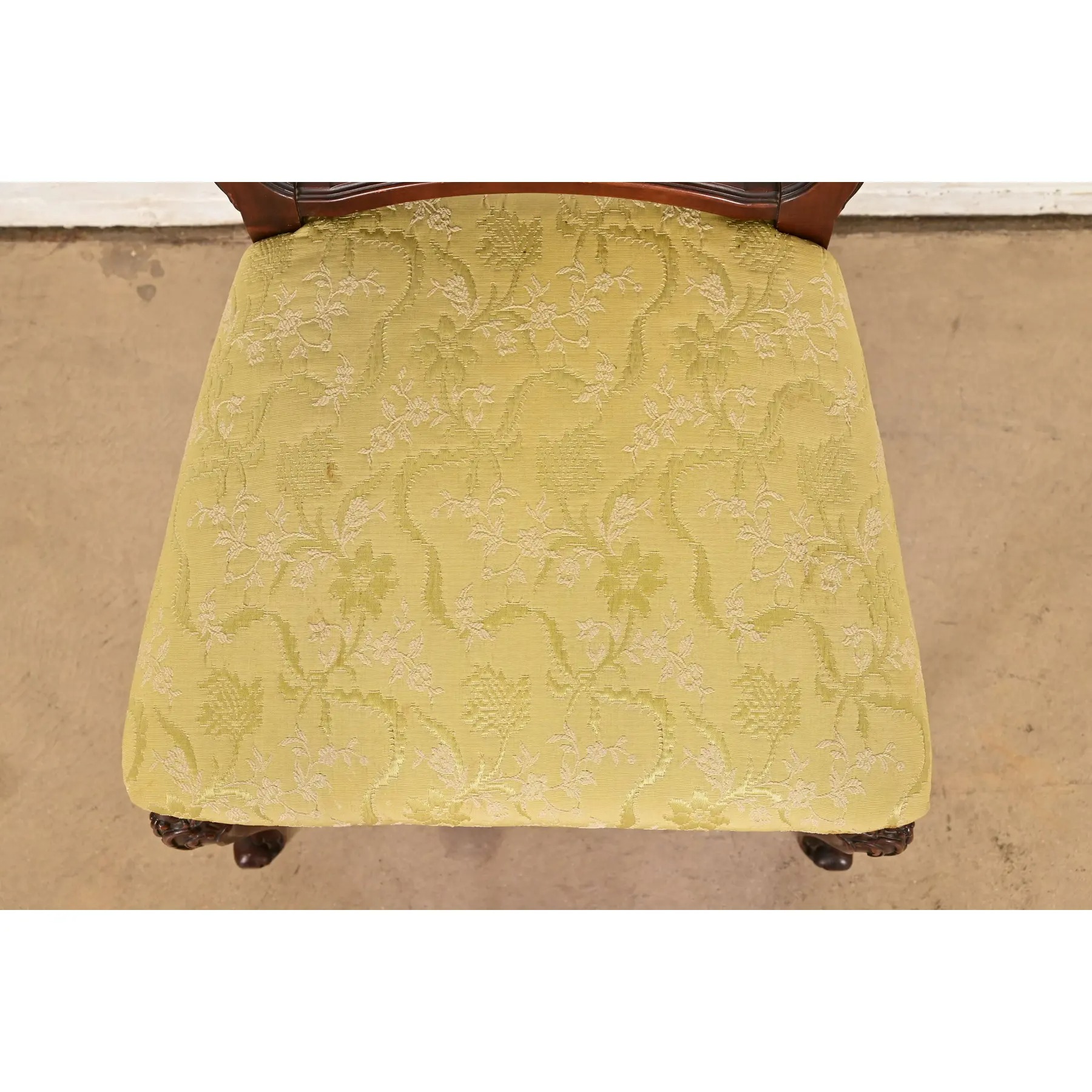 Romweber Antique French Provincial Louis XV Carved Walnut Dining Chairs, Set of Four - Image 6