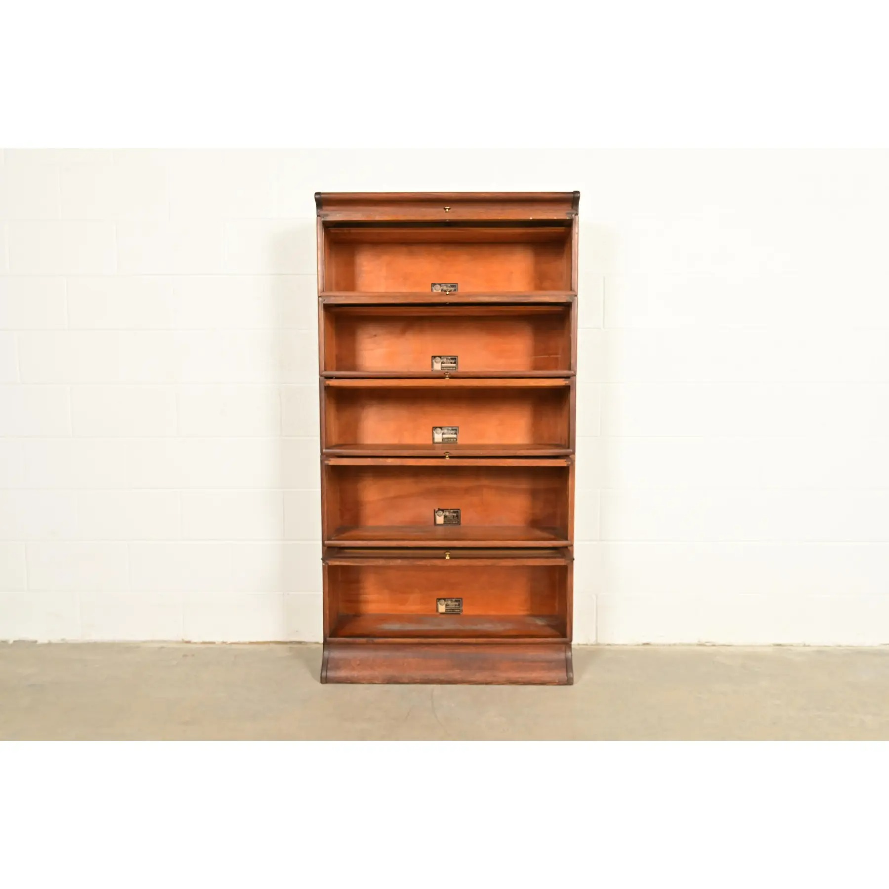 Antique Mission Oak Arts & Crafts Viking Five-Stack Barrister Bookcase, Circa 1900 - Image 7