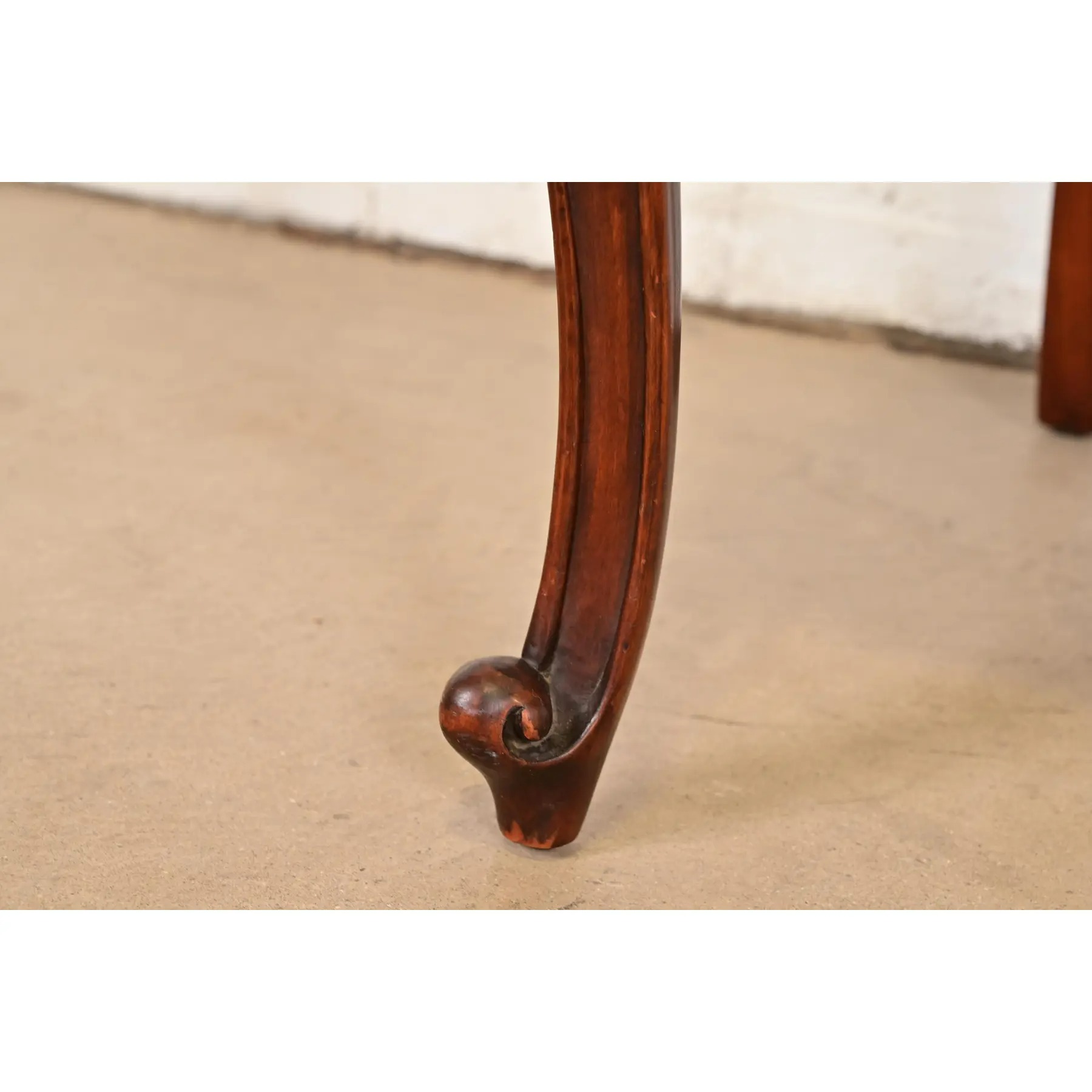 Romweber Antique French Provincial Louis XV Carved Walnut Dining Chairs, Set of Four - Image 8