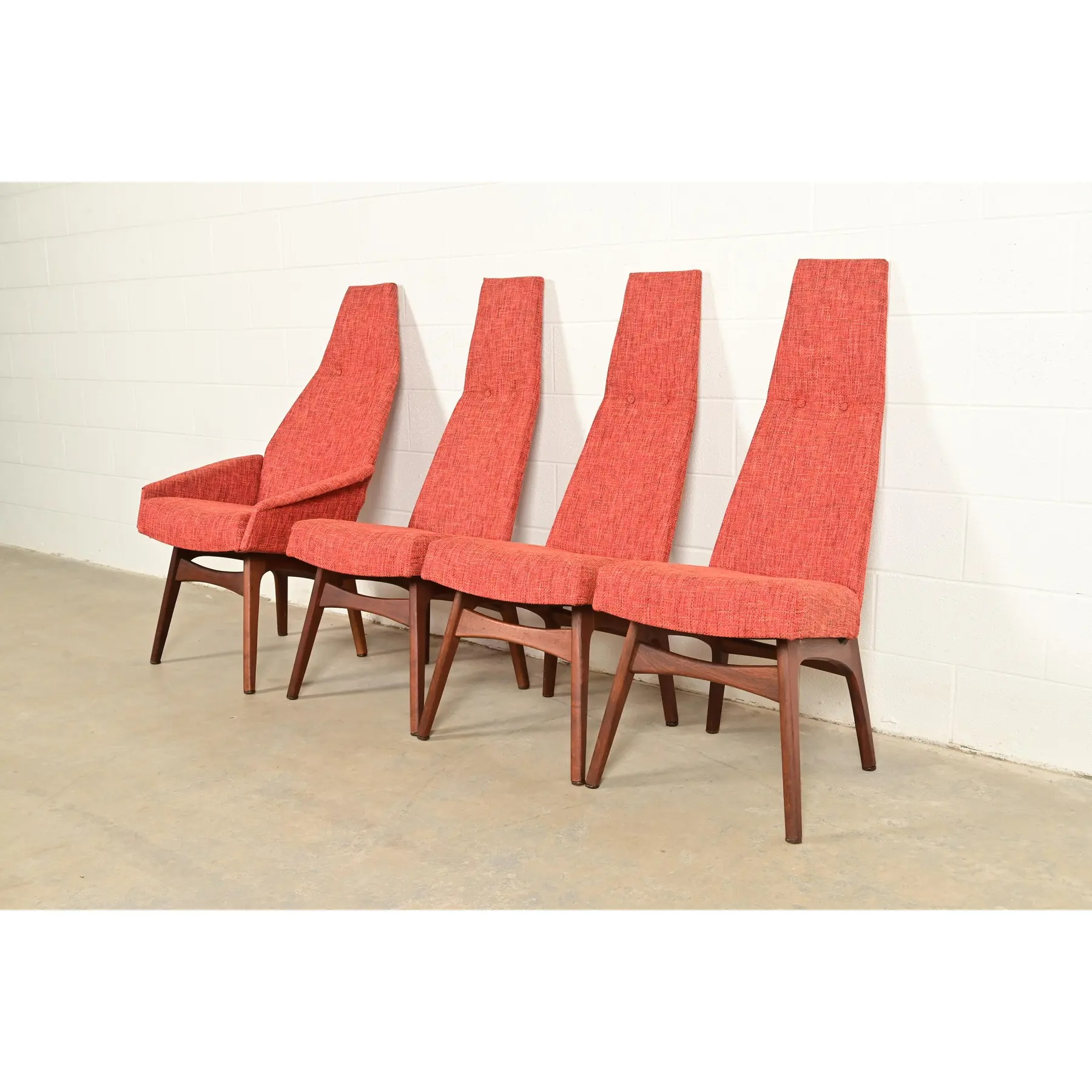 Adrian Pearsall for Craft Associates Mid-Century Modern High Back Dining Chairs, Set of Four - Image 3