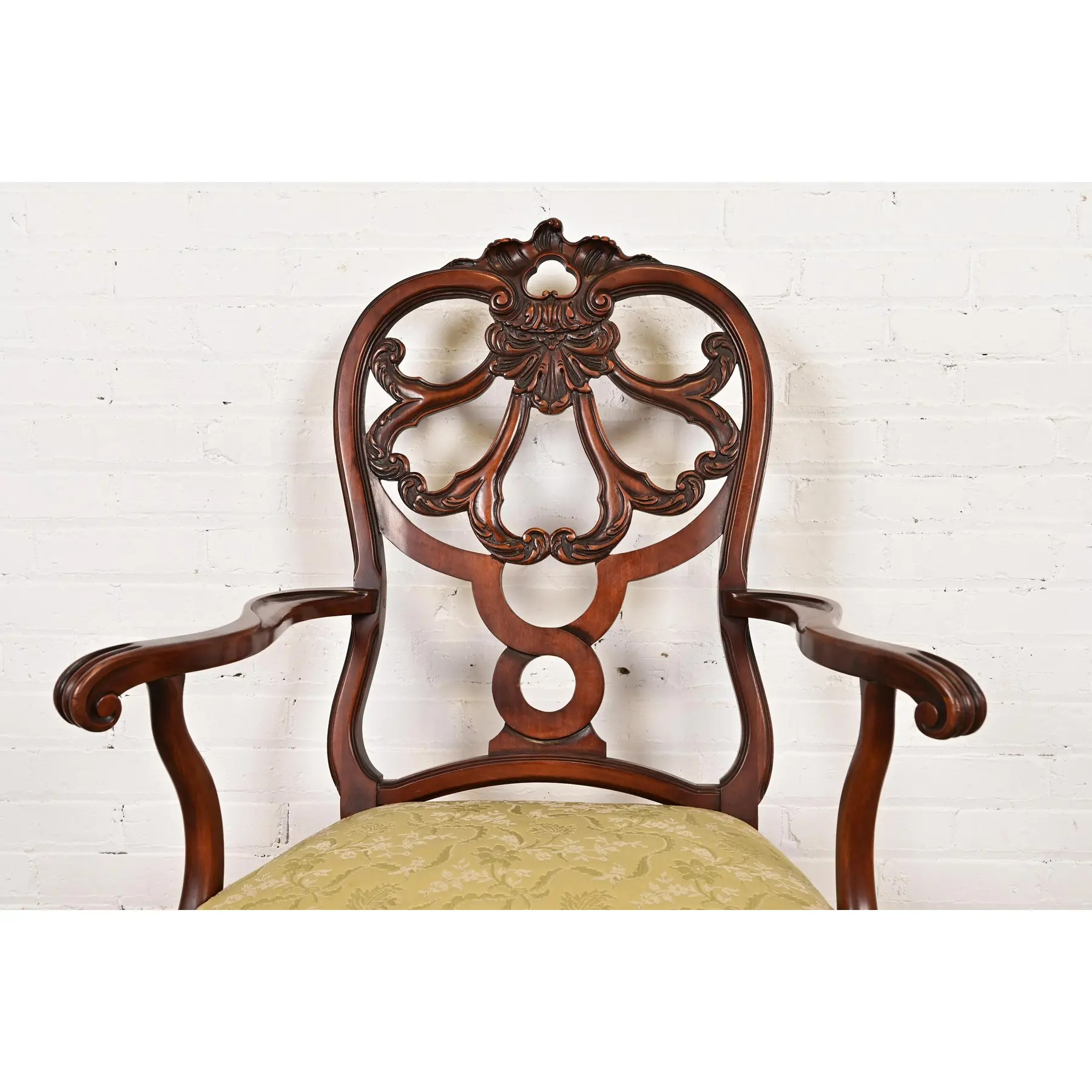Romweber Antique French Provincial Louis XV Carved Walnut Armchairs, Pair - Image 6