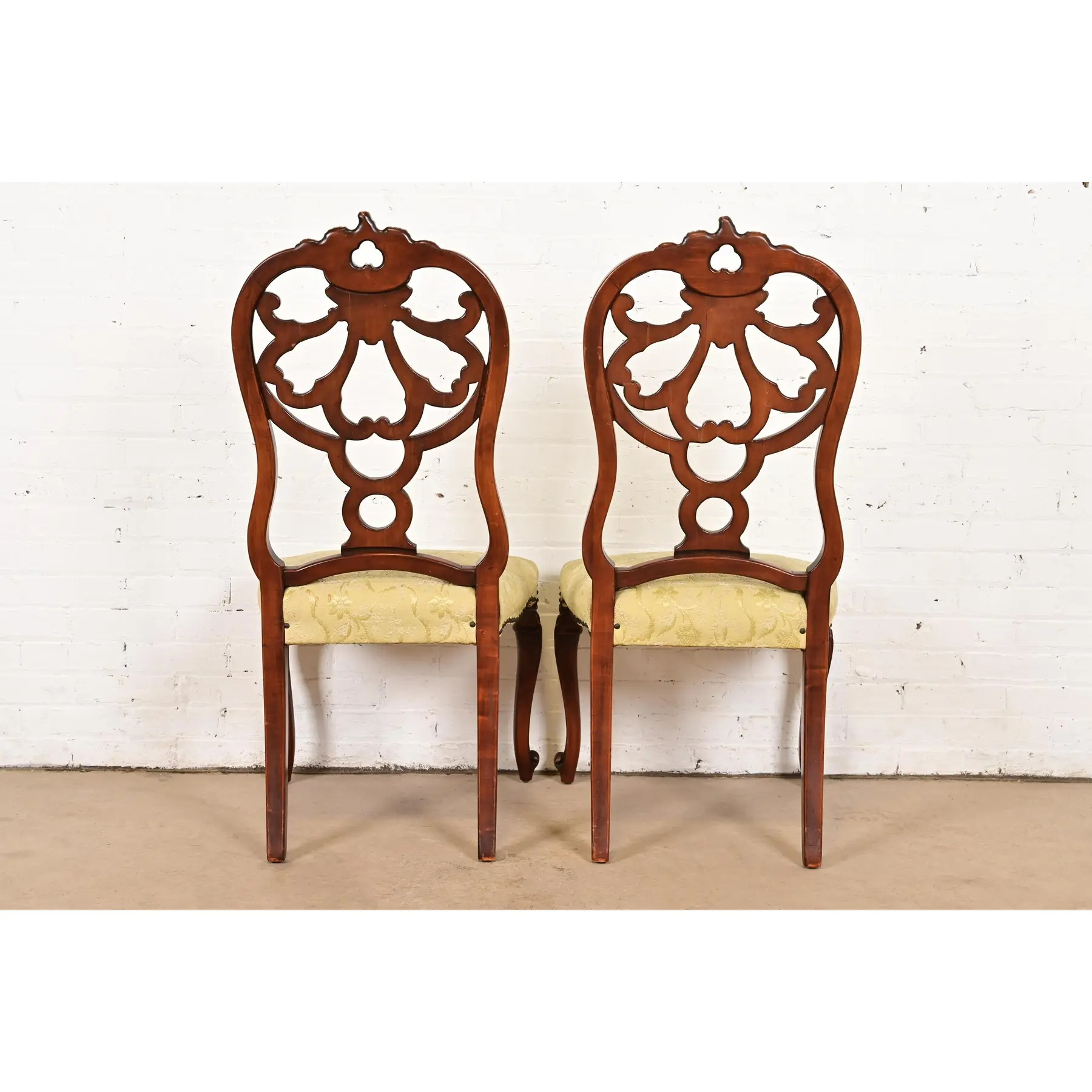 Romweber Antique French Provincial Louis XV Carved Walnut Dining Chairs, Set of Four - Image 10