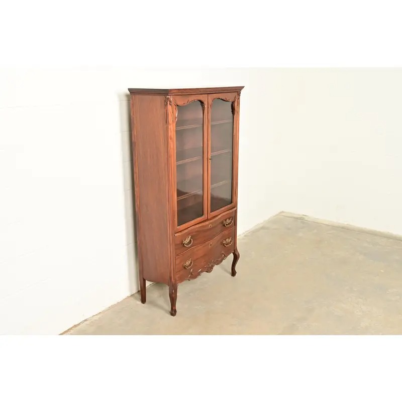 Antique Victorian Carved Mahogany Bookcase or Bar Cabinet, Circa 1890s - Image 4