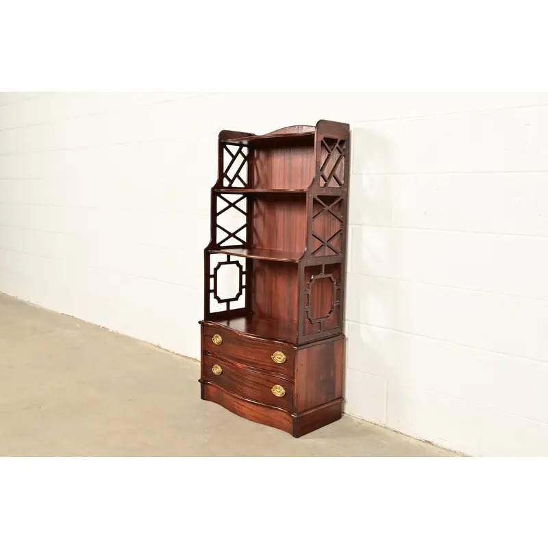 Baker Furniture Style Chinese Chippendale Carved Mahogany Étagère or Bookcase - Image 4