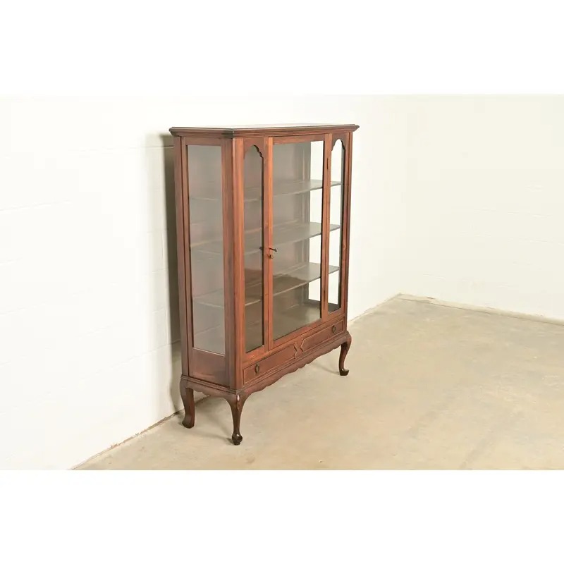 Berkey & Gay Style Antique Queen Anne Carved Mahogany Bookcase or Bar Cabinet, Circa 1920s - Image 4