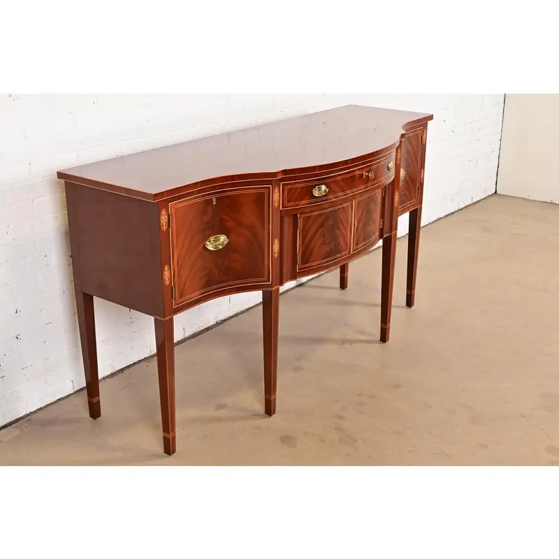 Kindel Furniture Federal Inlaid Flame Mahogany Bow Front Sideboard Credenza - Image 4