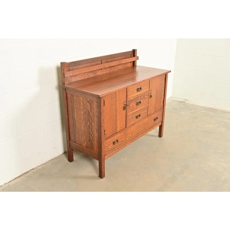 L. & J. G. Stickley Antique Mission Oak Arts & Crafts Sideboard or Bar Cabinet, Circa 1910 - Image 4