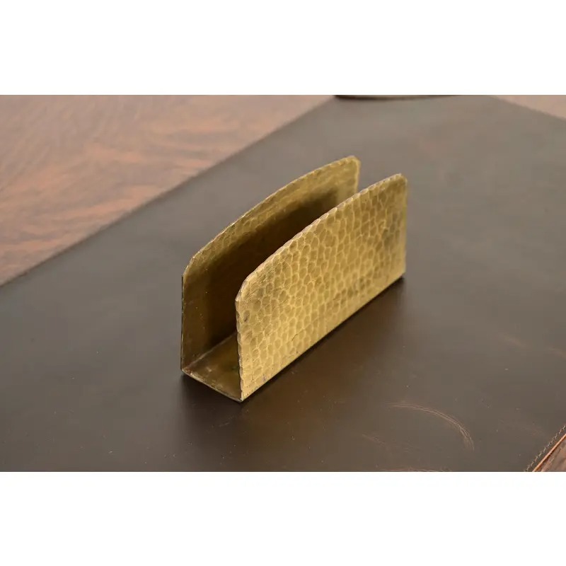 Roycroft Arts & Crafts Brass Finished Hammered Copper Letter Rack - Image 4