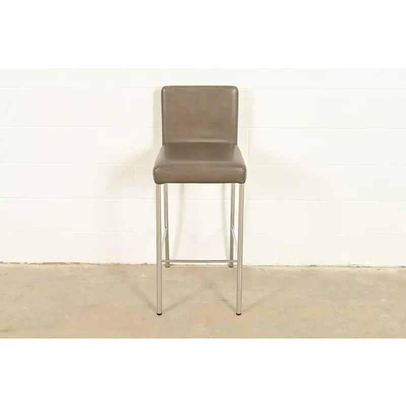 Steelcase Coalesse Modern Leather and Chrome Bar Stool - Image 4