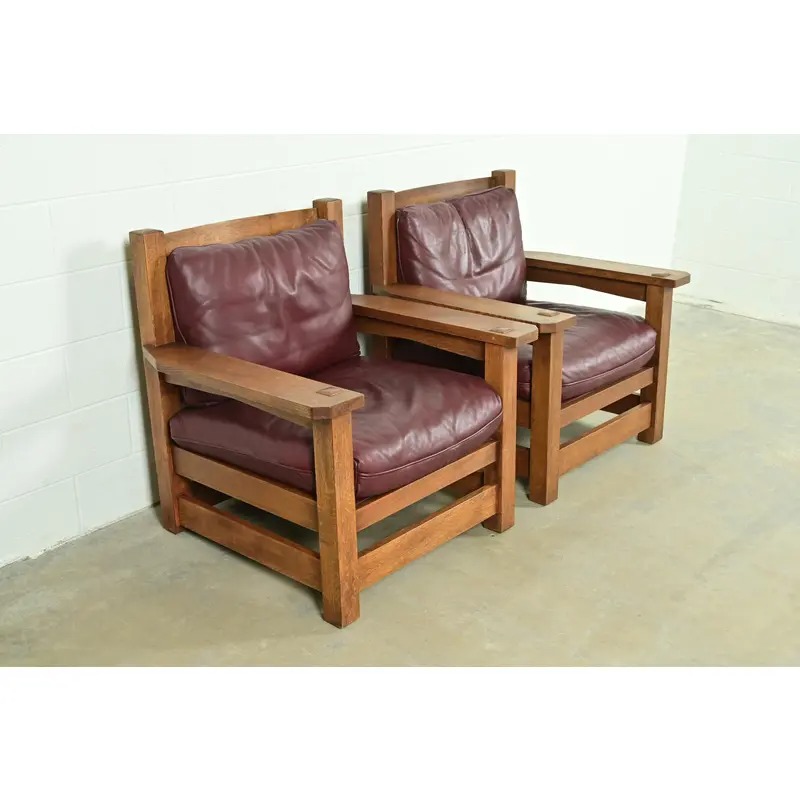 Stickley Mission Oak Arts & Crafts Eastwood Lounge Chairs, Pair - Image 4