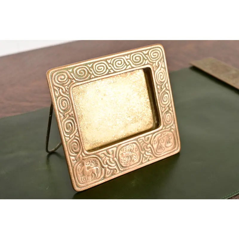 Tiffany Studios New York Zodiac Bronze Doré Desk Calendar Holder or Picture Frame - Image 4