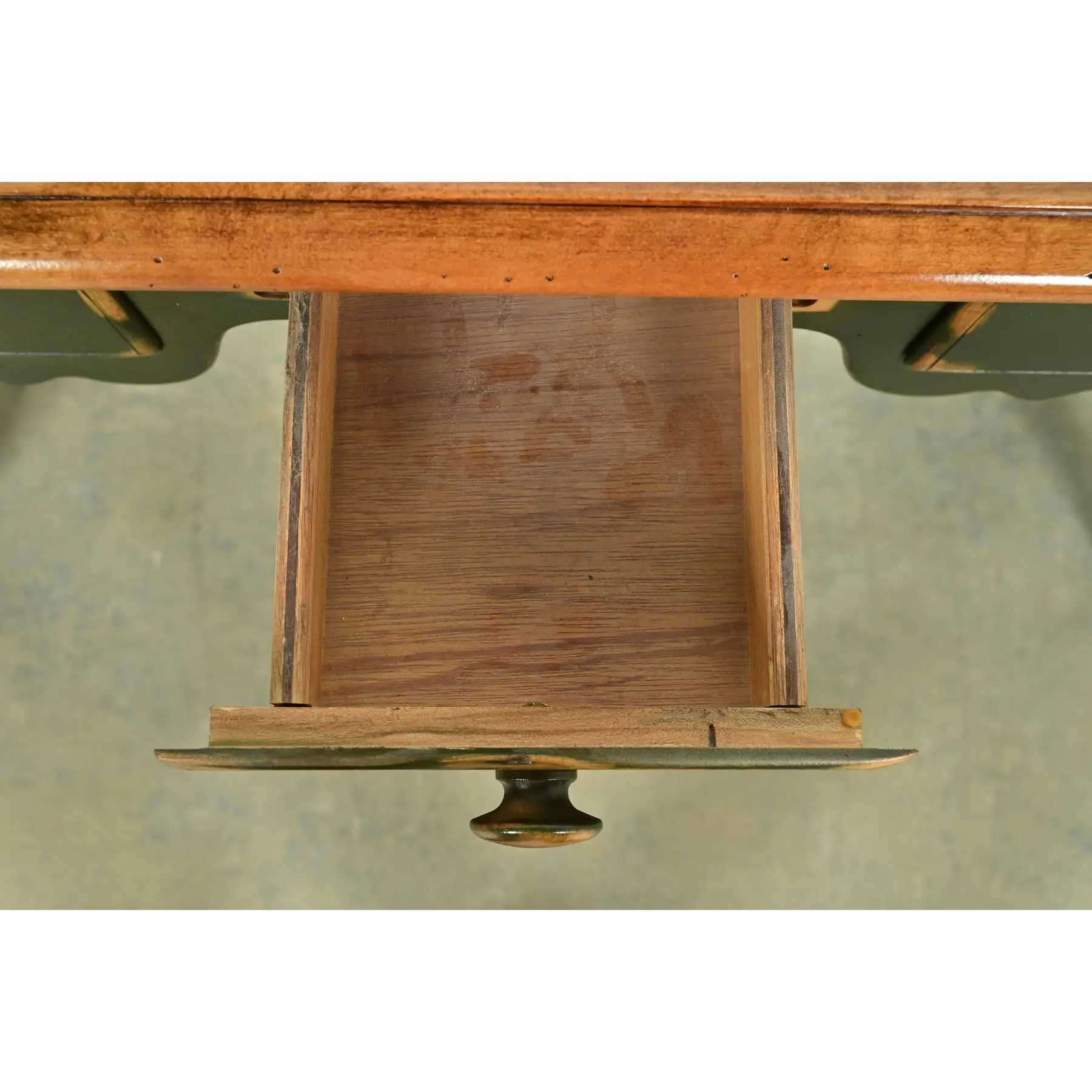 French Country Green Painted Maple Console Table or Entry Table by Virginia House - Image 7