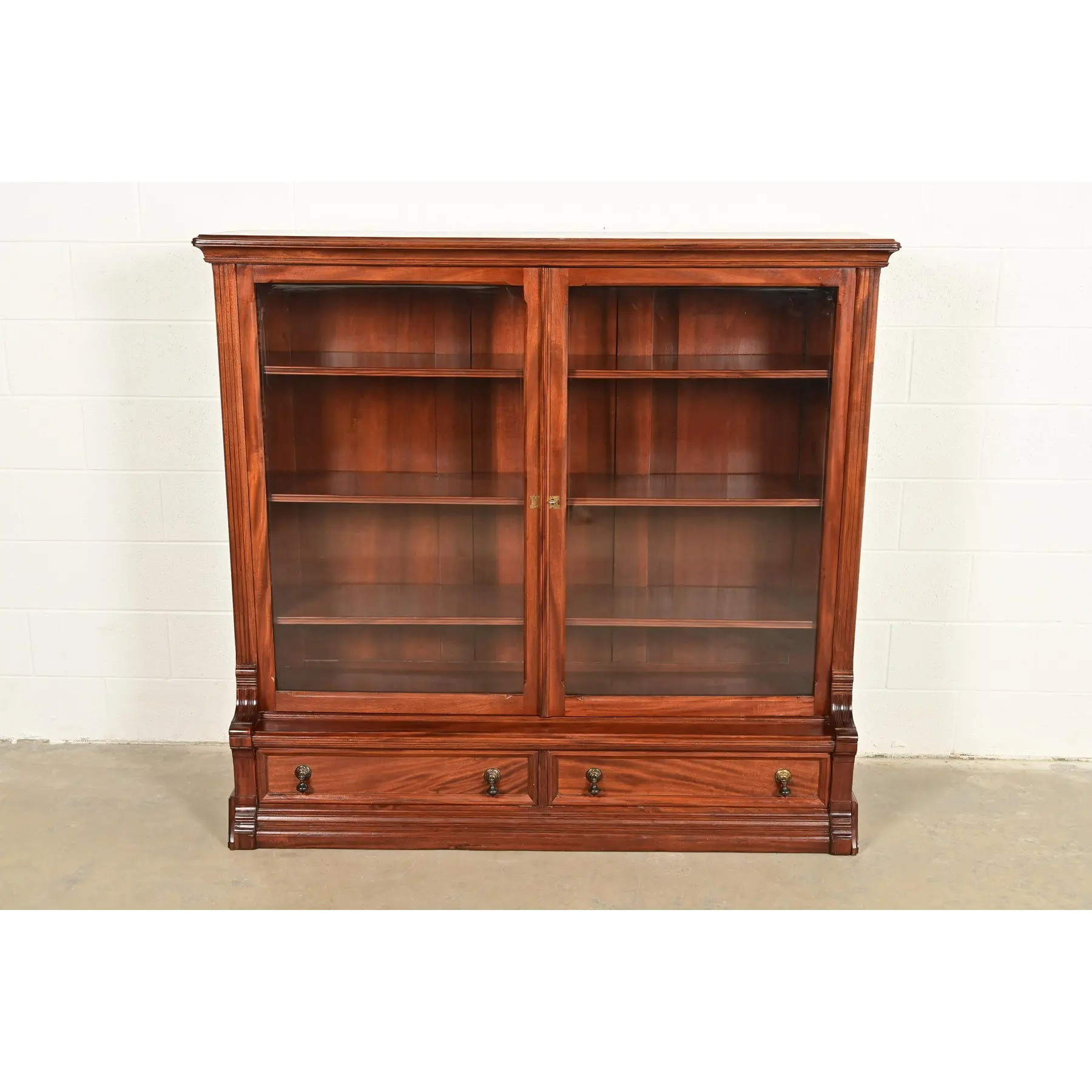 Herter Brothers Style Antique Eastlake Victorian Carved Mahogany Bookcase Cabinet, Circa 1880s - Image 2