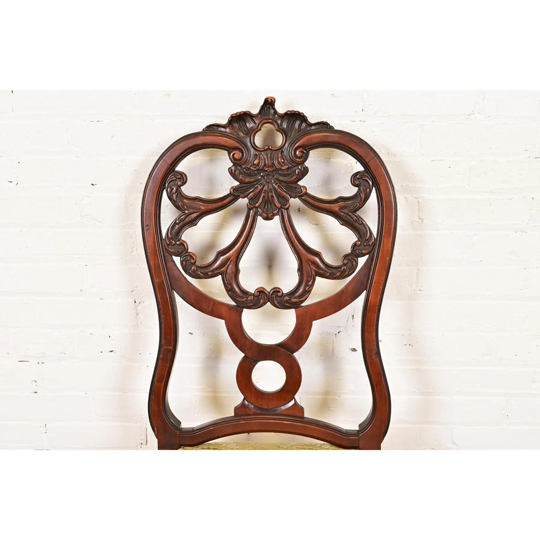 Romweber Antique French Provincial Louis XV Carved Walnut Side Chairs or Dining Chairs, Pair - Image 6