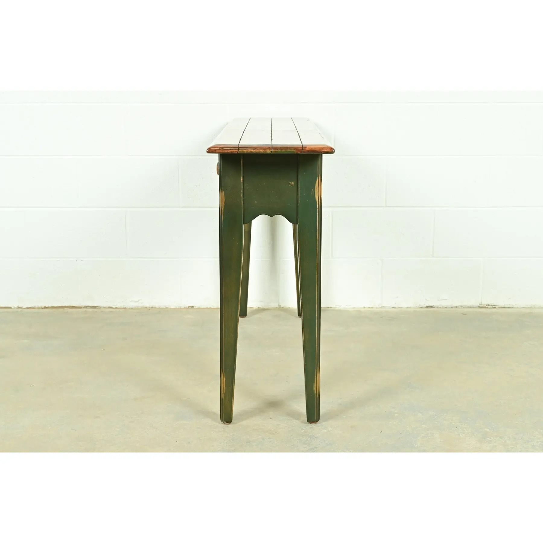 French Country Green Painted Maple Console Table or Entry Table by Virginia House - Image 10