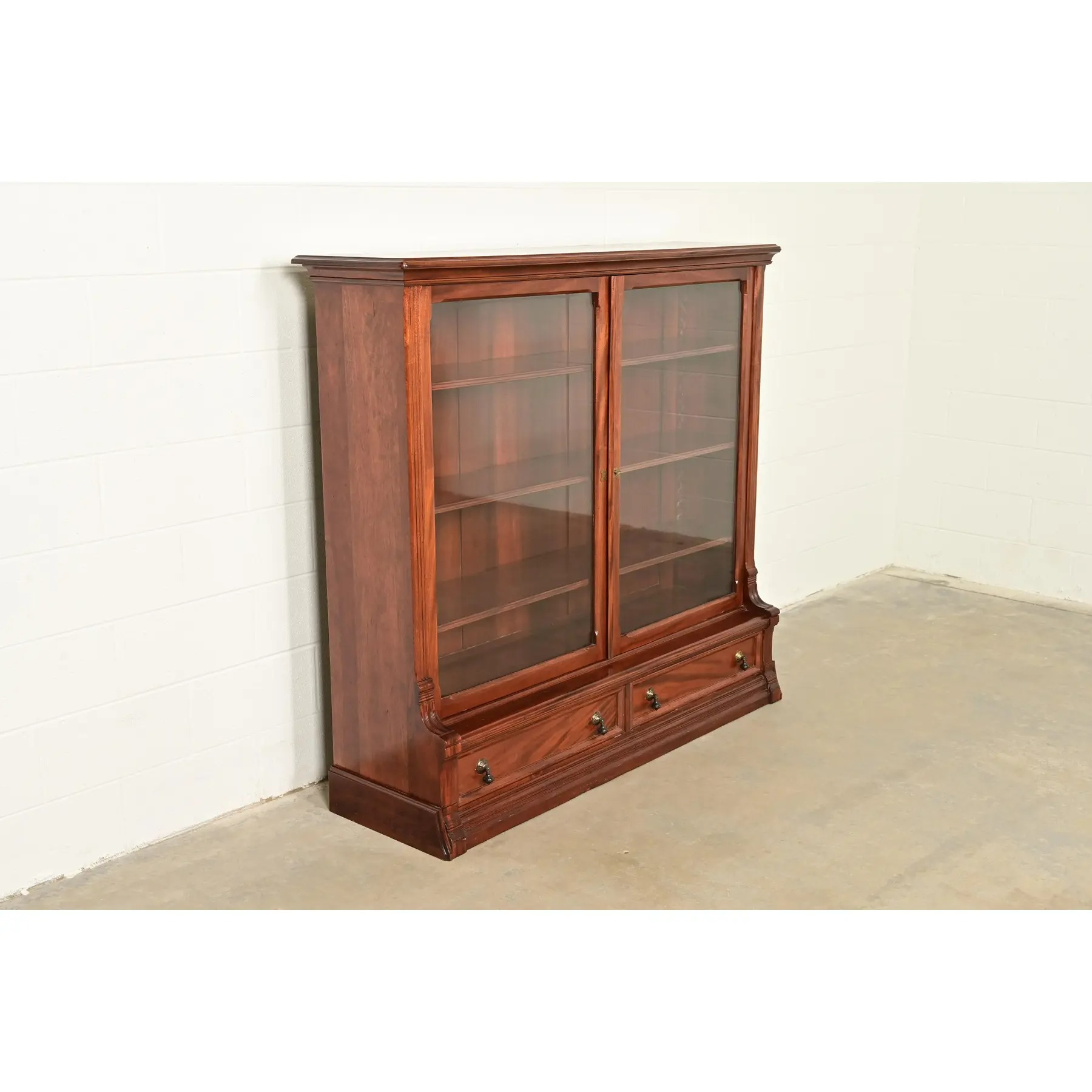 Herter Brothers Style Antique Eastlake Victorian Carved Mahogany Bookcase Cabinet, Circa 1880s - Image 4