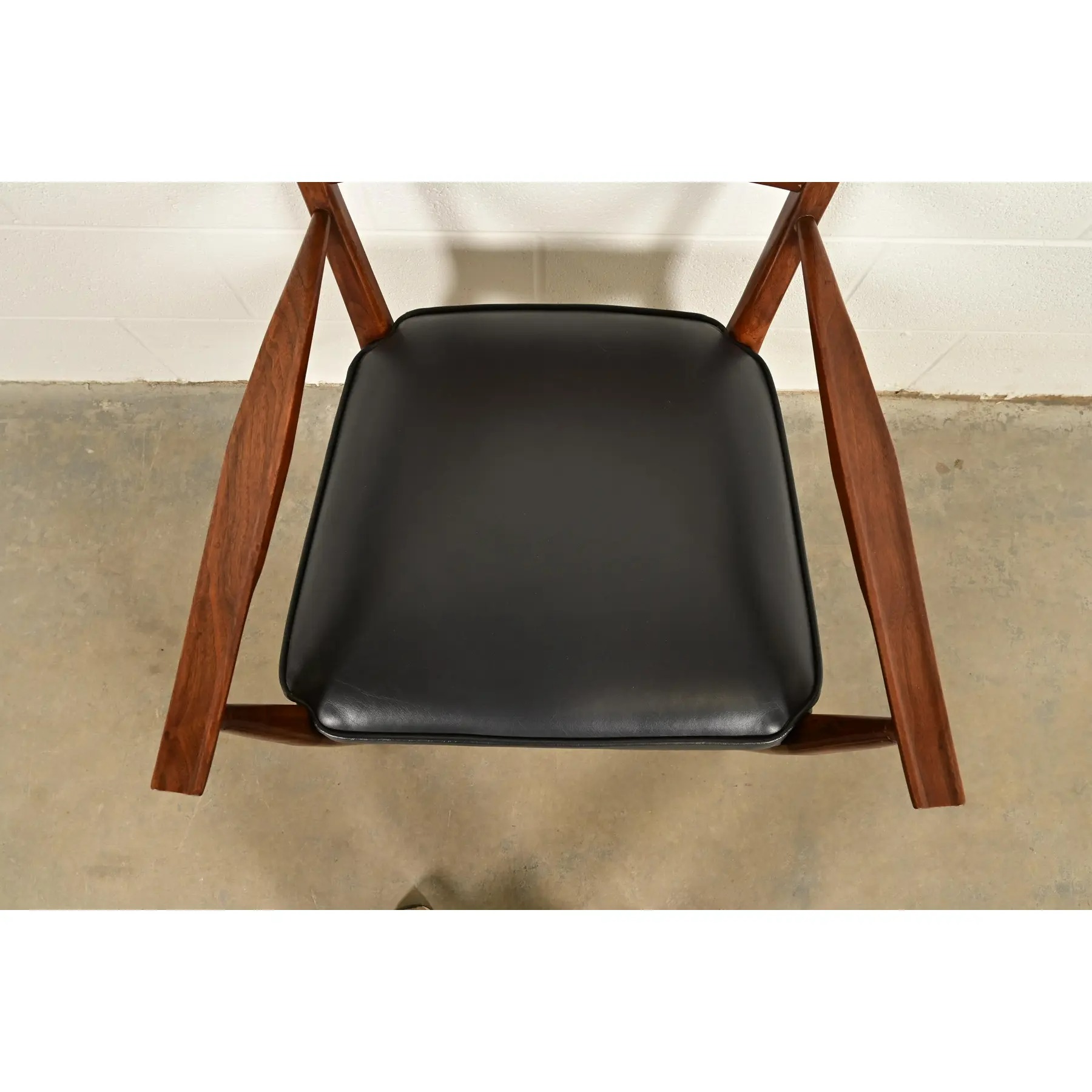 Paul McCobb for Directional Mid-Century Modern Sculpted Walnut Cane Back Armchairs, Pair - Image 7